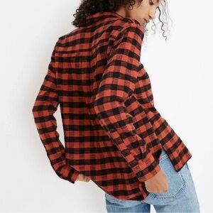 Madewell Flannel Oversized Ex-Boyfriend Shirt In Buffalo Check Size M